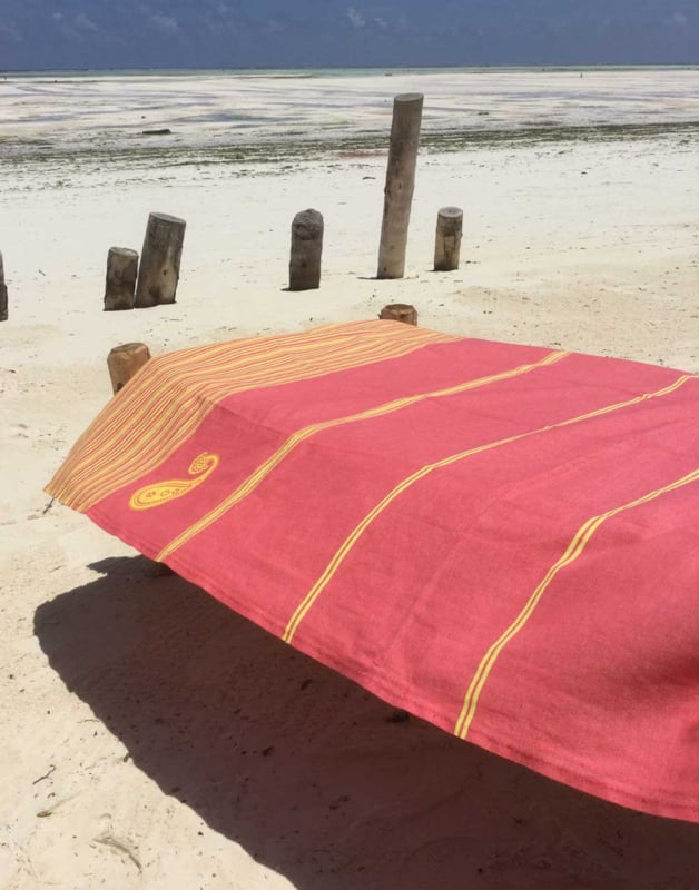 Fouta Hammam handdoek BIARRITZ - 100x190 cm koraal en geel