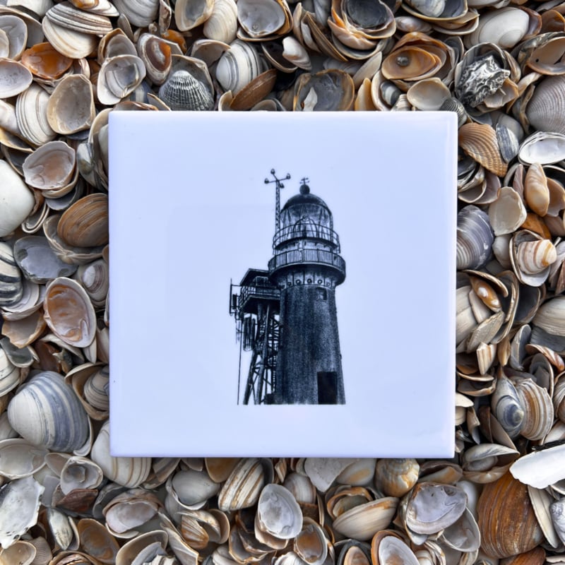 Wandtegel 11cm | Vuurtoren Vlieland | Wad Anders Post Terschelling