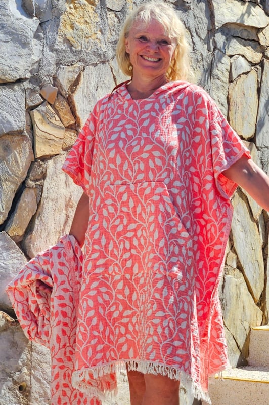 ZusenZomer Poncho BLAD - Koraal